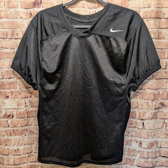 Nike Dri-Fit Recruit Practice Football Jersey BLACK with White Swoosh Size XL - Picture 1 of 8